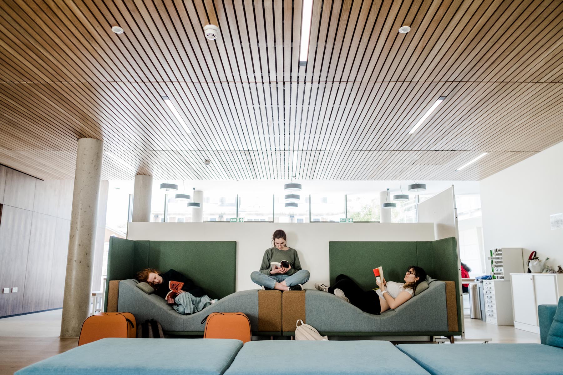 Students studying in the Garden Building.
