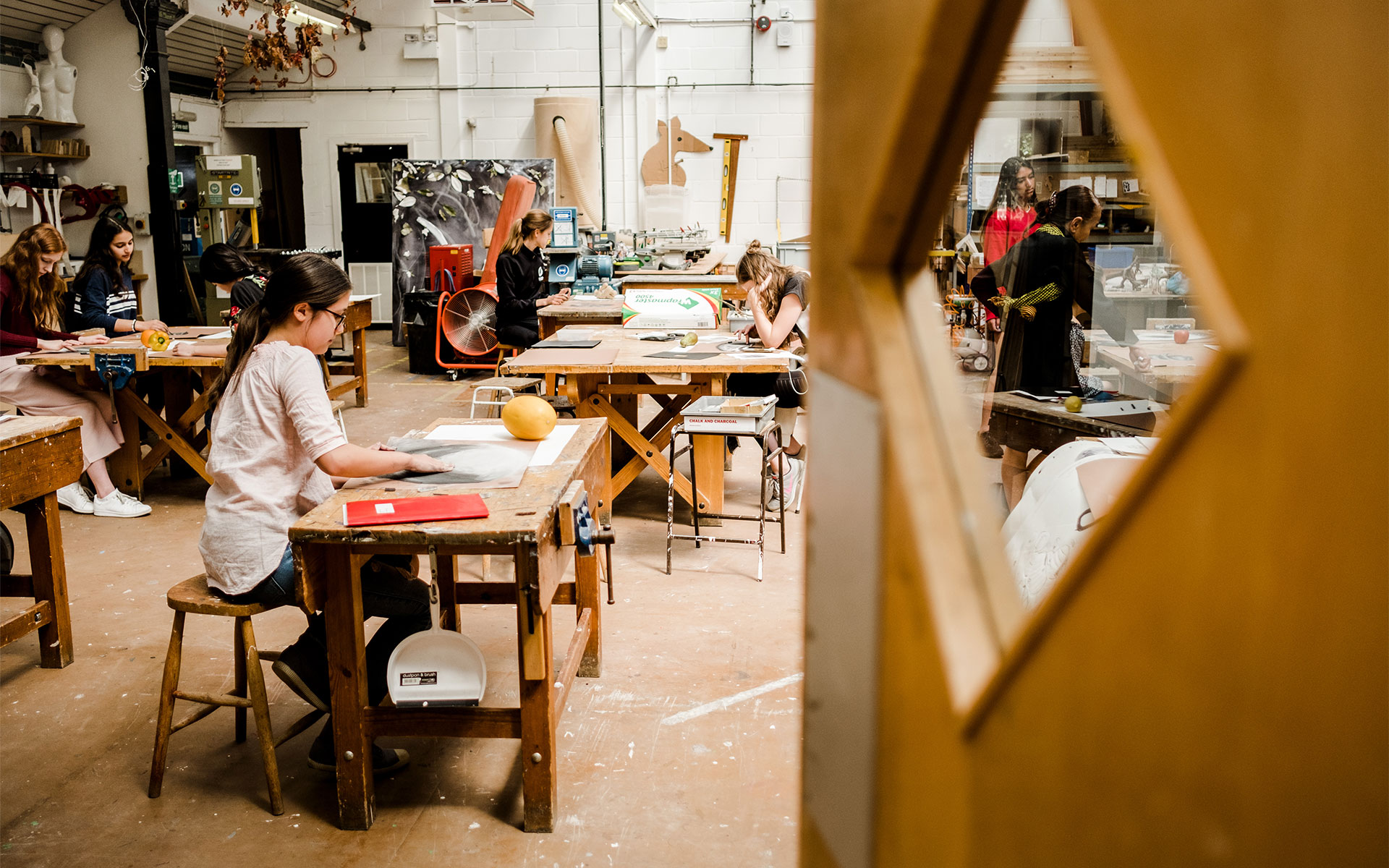 Students in the art and design studio.