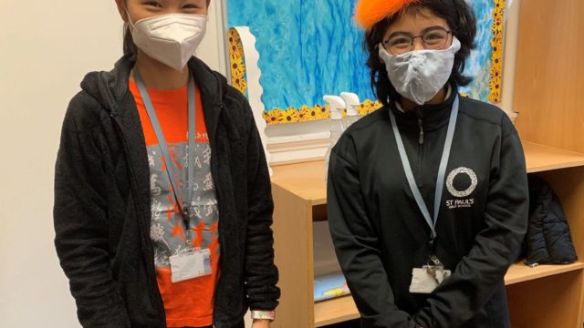 Two students during 'Wear Orange' fundraising event.