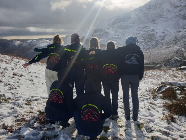 Students attending a geography trip to the Lake District.