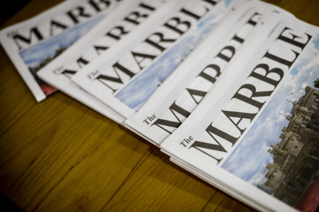 Editions of the student-led newspaper, The Marble.