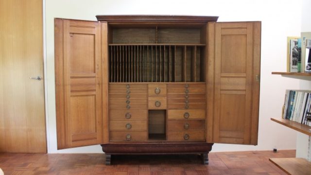 Gustav Holst's music cupboard restored.