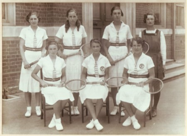 Photograph of first St Paul's Girls' School tennis team.