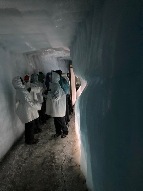 Students in a glacier in Iceland 2022