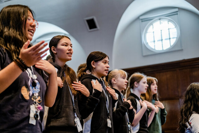 Middle School Choir rehearsing