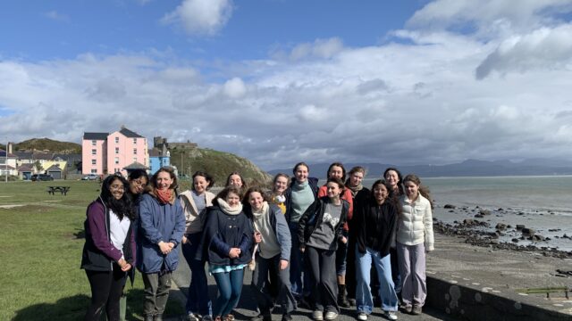 Students on the creative writing trip by the sea